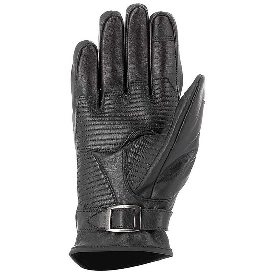 Leather Gloves Custom Perforated Overlap Canonball Black