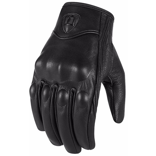 Leather Gloves Icon Pursuit Stealth Black Touchscreen