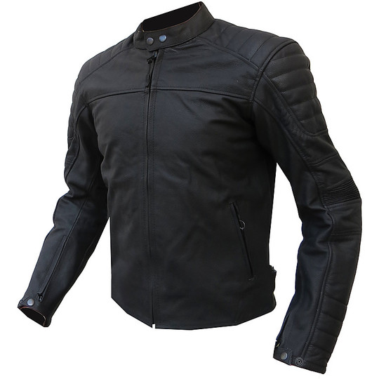 Leather Moto Jacket Technical TRAX Vintage Black Softest