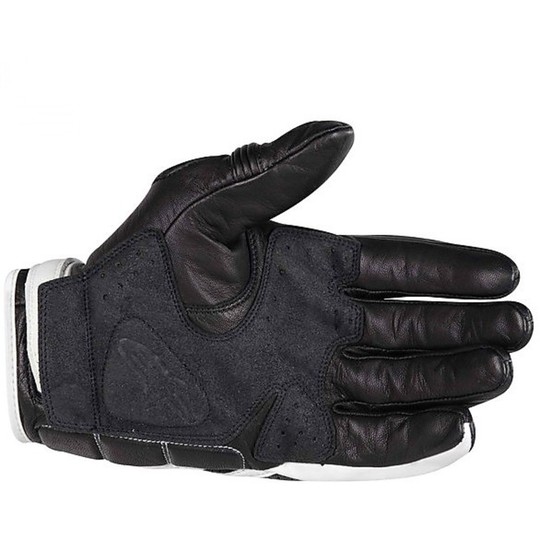 Leather Motorcycle Gloves Alpinestars Summer Naked MUSTANG Black-Dark Grey