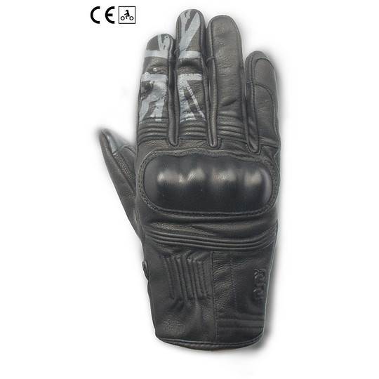 Leather Motorcycle Gloves Certified Oj Atmospheres G196 UK Black