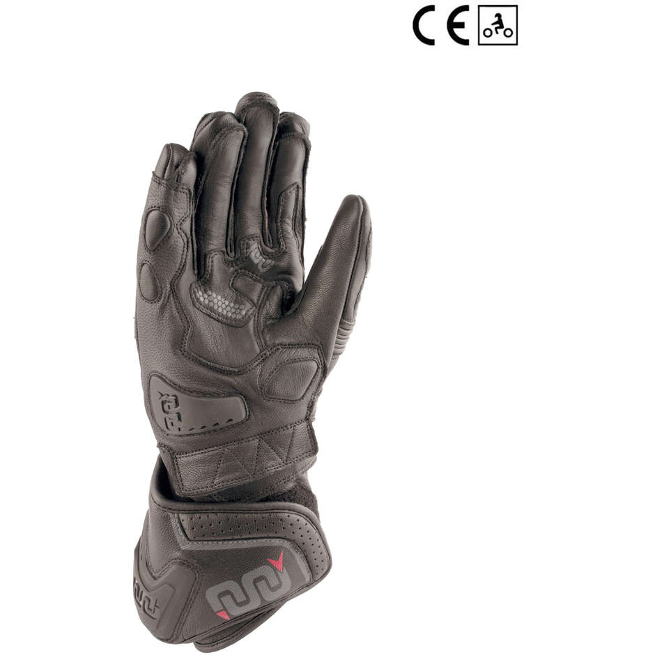 Leather Motorcycle Gloves OJ GLOVES FEAT Black