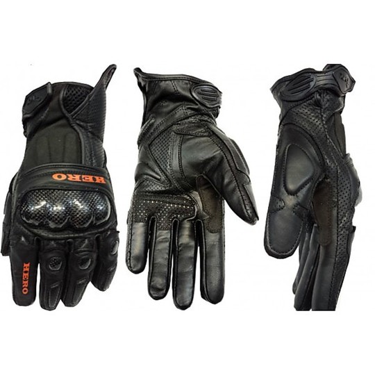 Leather Motorcycle Gloves Racing Protective Hero With Carbon Blacks