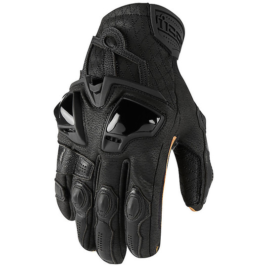 Leather Motorcycle Gloves Short Sports Icon HYPERSPORT Black
