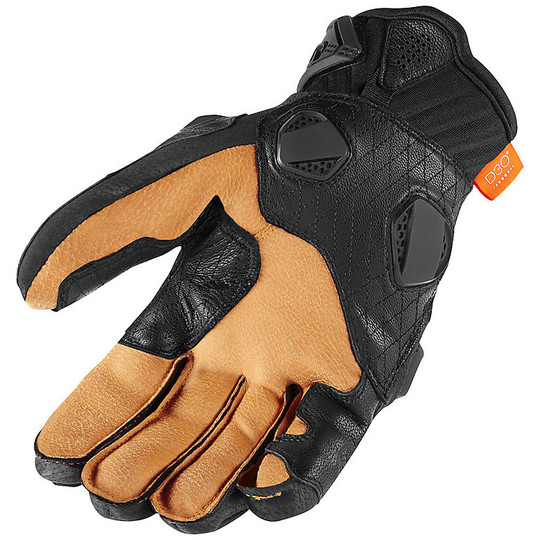 Leather Motorcycle Gloves Short Sports Icon HYPERSPORT Black