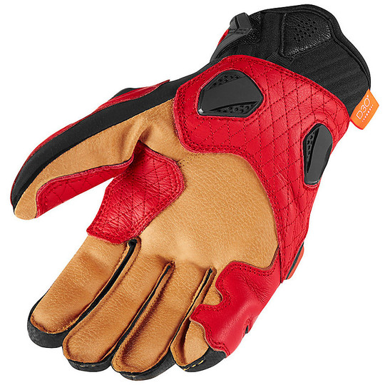 Leather Motorcycle Gloves Short Sports Icon HYPERSPORT Red