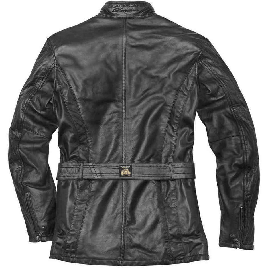 Leather Motorcycle Jacket 4 Pockets Vintage Black Cafe London LJ191603 Madrid Black
