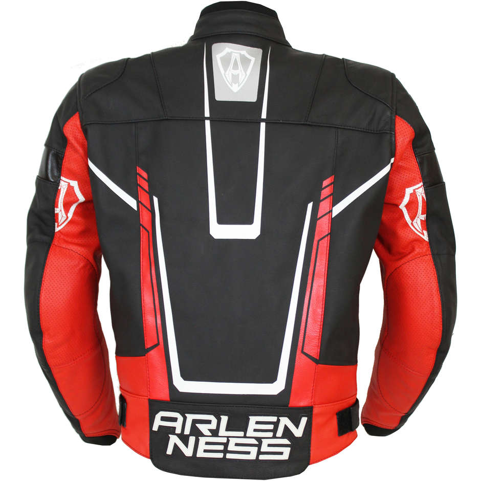 Leather Motorcycle Jacket Arlen ness Sportiva LJ 9138 AN Black Red White CE certified