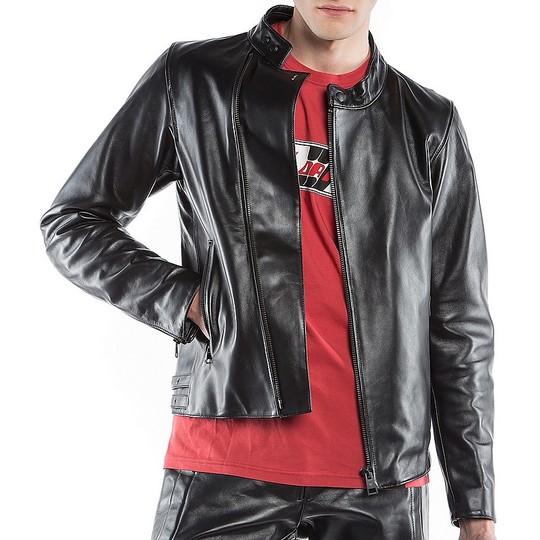 Leather Motorcycle Jacket Custom Dainese 72 CHIODO 72 Black