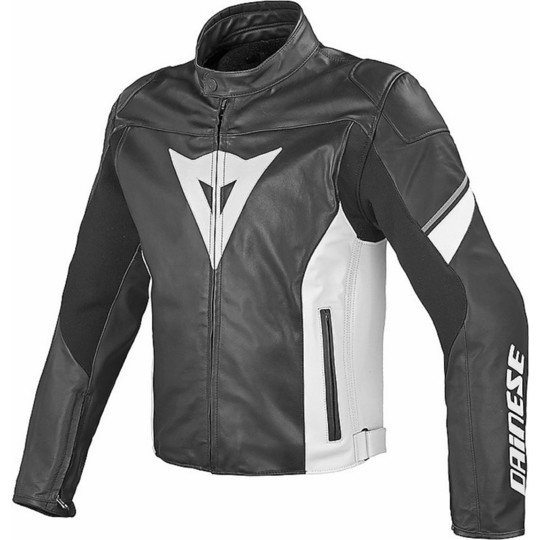 Leather Motorcycle Jacket Dainese Airfast Black White