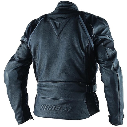 Leather Motorcycle Jacket Dainese D-Dry Model Cruiser Black