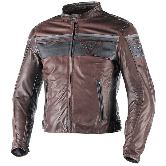 Leather Motorcycle Jacket Dainese Model BlackJack Dark Brown