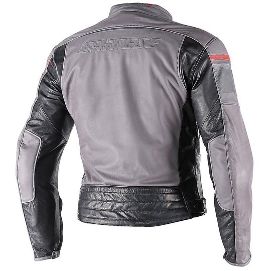 Leather Motorcycle Jacket Dainese Model BlackJack Smoking Magnesium