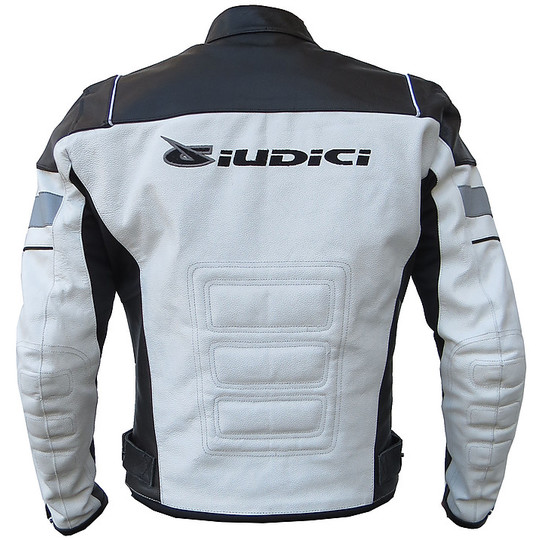 Leather motorcycle jacket In Judges Technical Sports Black White