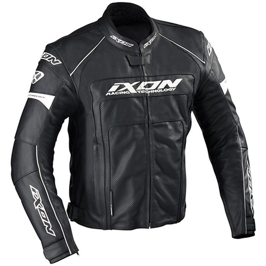 Leather Motorcycle Jacket Ixon Model fueller Dry Black / White