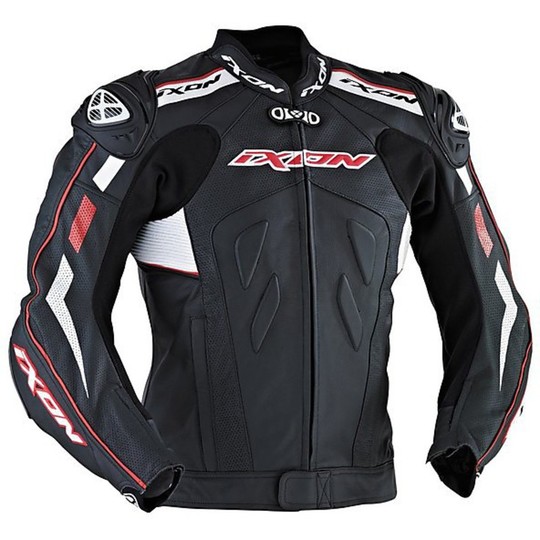 Leather motorcycle jacket Ixon Rocket Racing Black / White / Red For ...