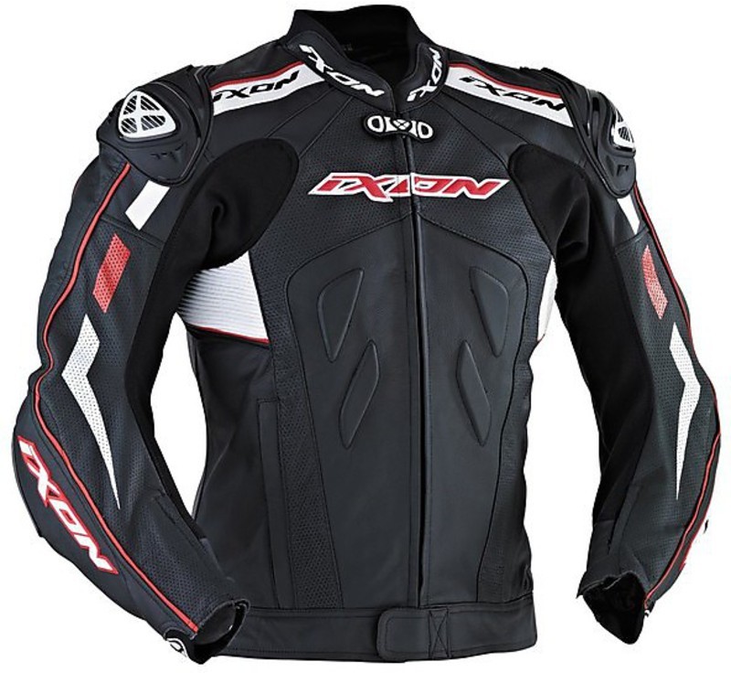 Leather motorcycle jacket Ixon Rocket Racing Black / White / Red For ...