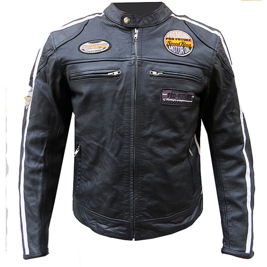 Leather Motorcycle Jacket Profuse Morbidissima Vitage Motor Black