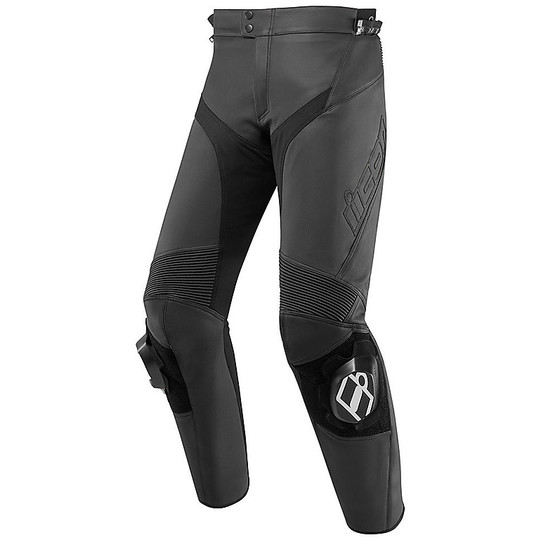 Leather Motorcycle Pants Racing Icon HYPERSPORT2 Black