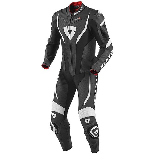 Leather Motorcycle Suit 1 Pc. Professional Rev'it GT-R Black White