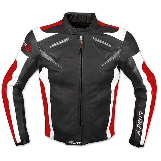 Leather Racing Jacket CE Leather American-Pro ARROW Black Red