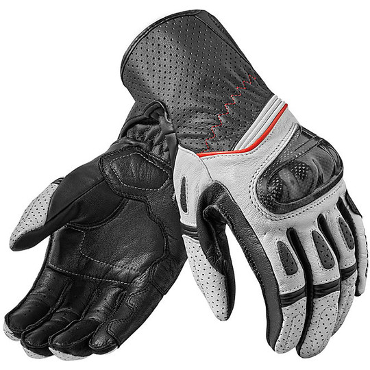 Leather Racing Motorcycle Gloves Rev'it CHEVRON 2 Black White