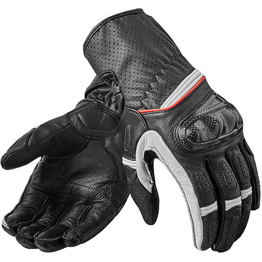 Leather Racing Motorcycle Gloves Rev'it CHEVRON 2 Black White