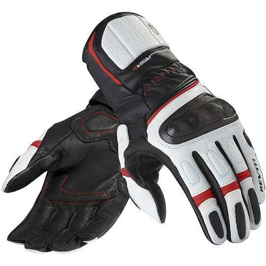 Leather Racing Motorcycle Gloves Rev'it RSR 2 Black Red