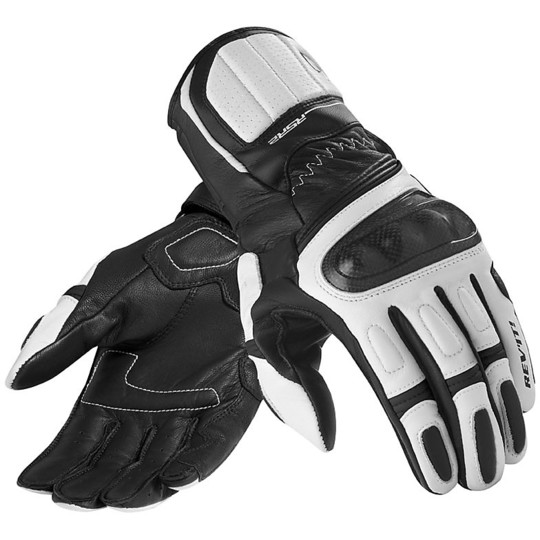 Leather Racing Motorcycle Gloves Rev'it RSR 2 Black White