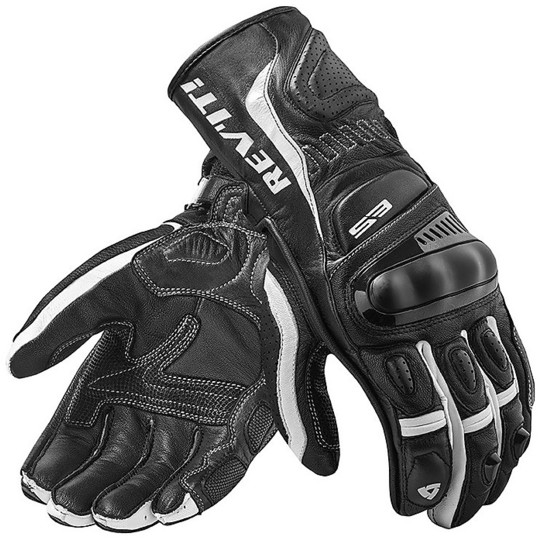 Leather Racing Motorcycle Gloves Rev'it STELLAR 2 Black White