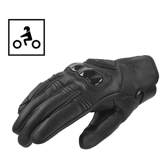 Leather Running Moto Racing Gloves Black RAVE