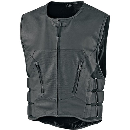 Leather vest Motorcycle Technical Regulator Stripped Vest With Protections