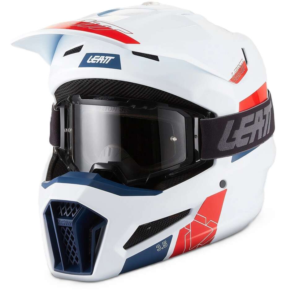 Leatt 3.5 White Moto Cross Helmet Kit