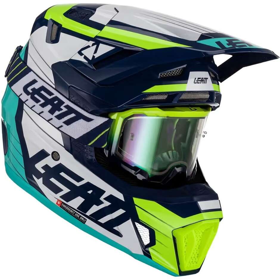 Leatt 7.5 V23 Cross Enduro Motorcycle Helmet Blue With Mask