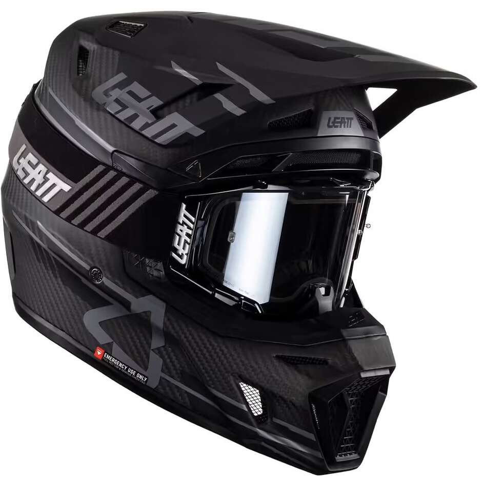 Leatt 9.5 V23 Carbon Black Cross Enduro Motorradhelm mit Maske