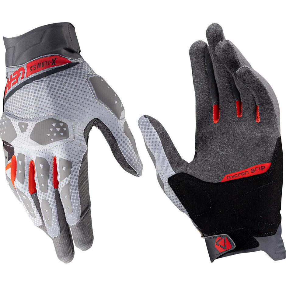 Leatt ADV X-FLOW 5.5 SHORT Adventure Motorradhandschuhe Grau