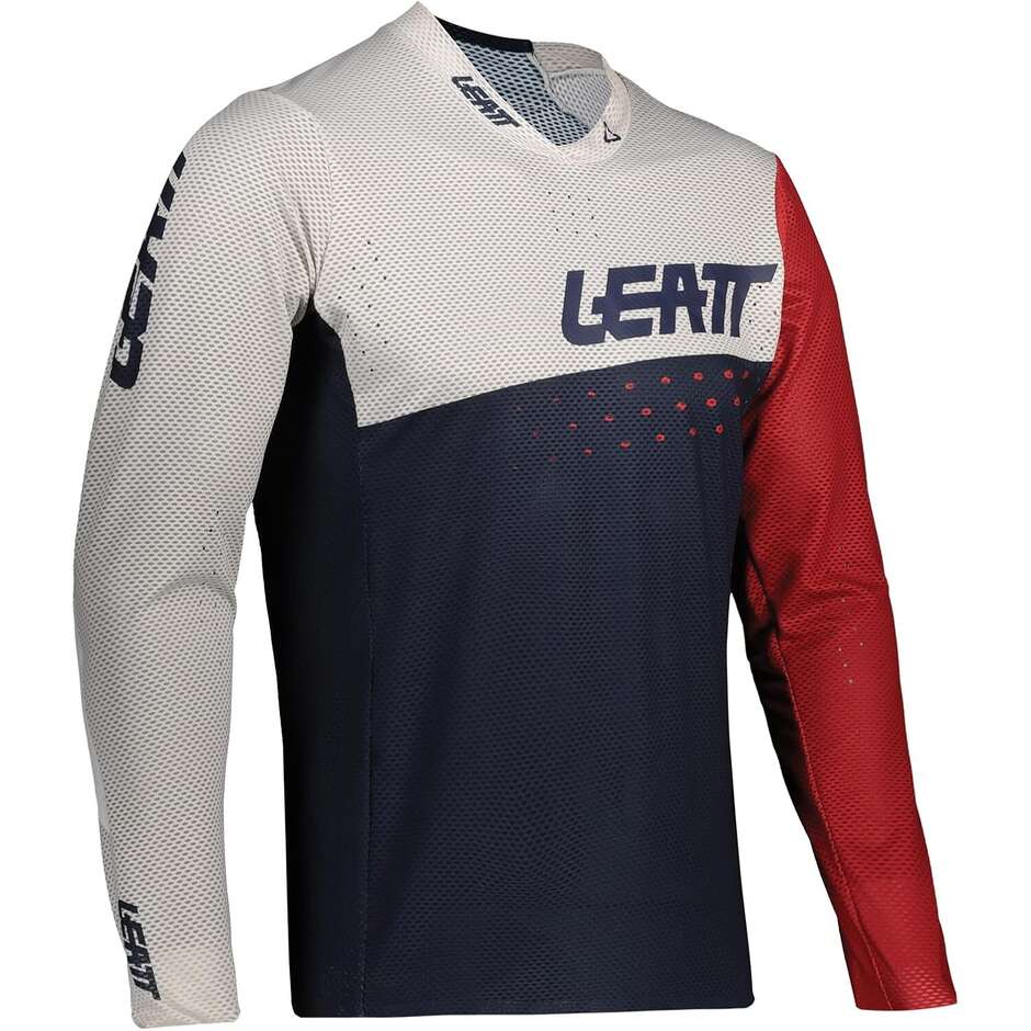 Leatt JRSY MTB GRAVITY 4.0 JR ONYX Weiß Blau Rot MTB-Trikot Junge
