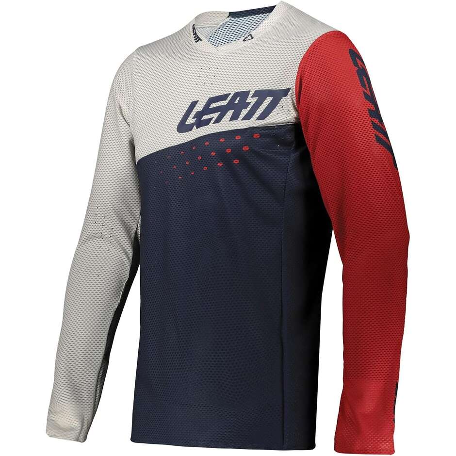 Leatt JRSY MTB GRAVITY 4.0 JR ONYX Weiß Blau Rot MTB-Trikot Junge