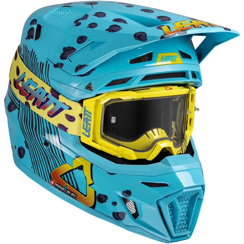 Leatt KIT MOTO 8.5 V25 CHEETAH Blue Cross Helmet