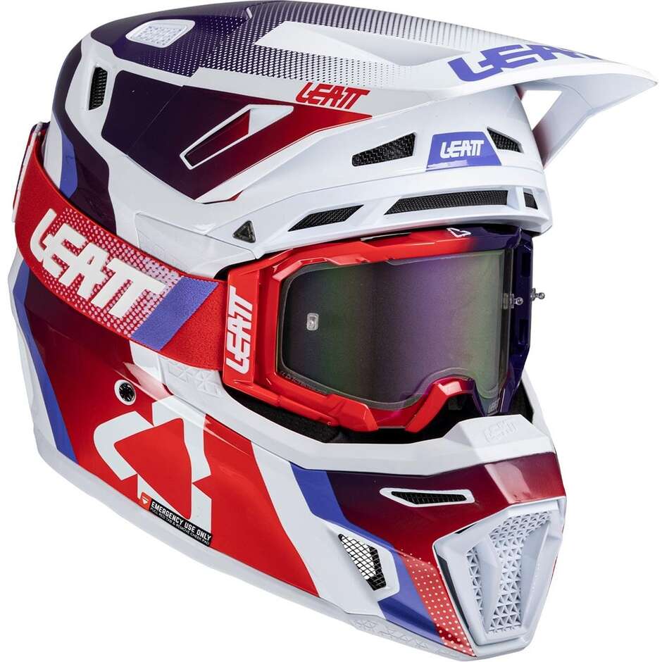 Leatt KIT MOTO 8.5 V25 SUNBURN White Red Blue Cross Helmet