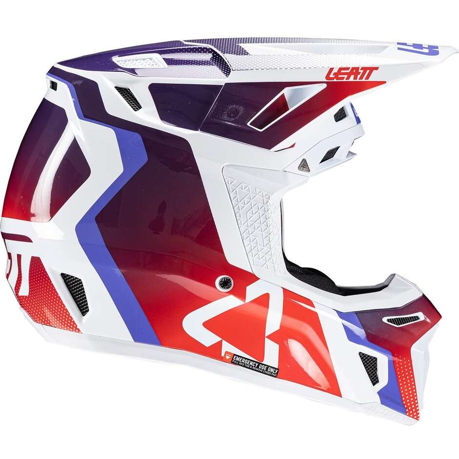 Leatt KIT MOTO 8.5 V25 SUNBURN White Red Blue Cross Helmet