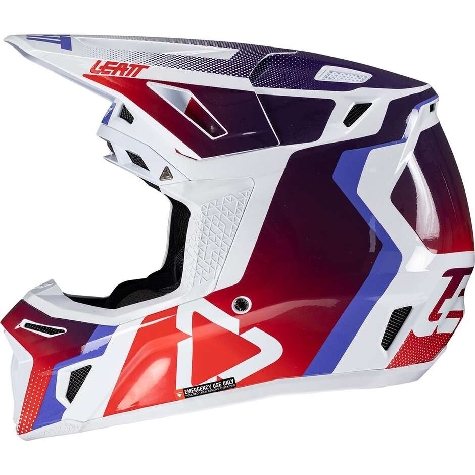 Leatt KIT MOTO 8.5 V25 SUNBURN White Red Blue Cross Helmet
