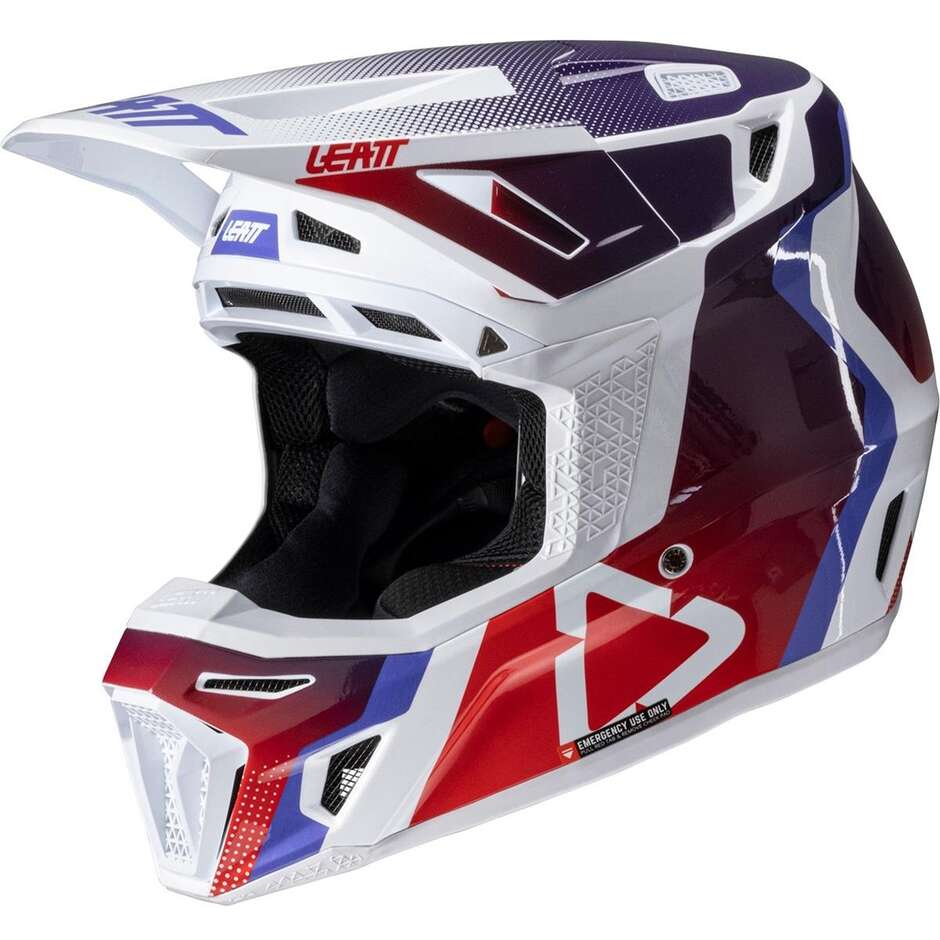 Leatt KIT MOTO 8.5 V25 SUNBURN White Red Blue Cross Helmet