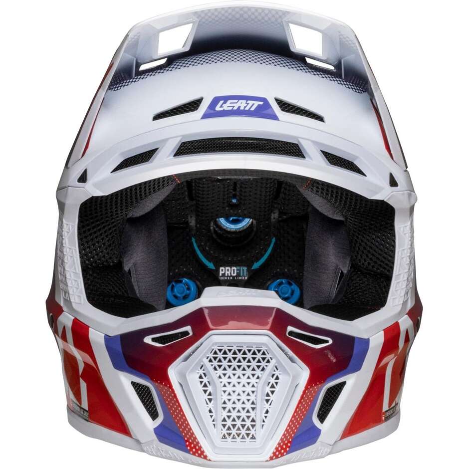 Leatt KIT MOTO 8.5 V25 SUNBURN White Red Blue Cross Helmet