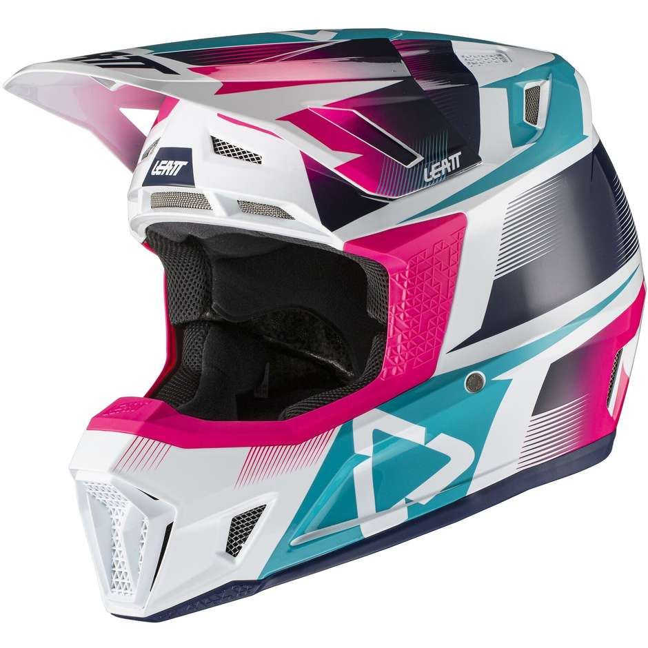 Leatt Moto Cross Helm Modell 7.5 V21.1 Blau Pink