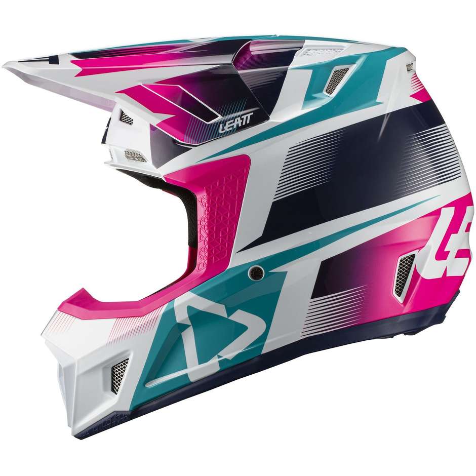 Leatt Moto Cross Helmet Model 7.5 V21.1 Blue Pink