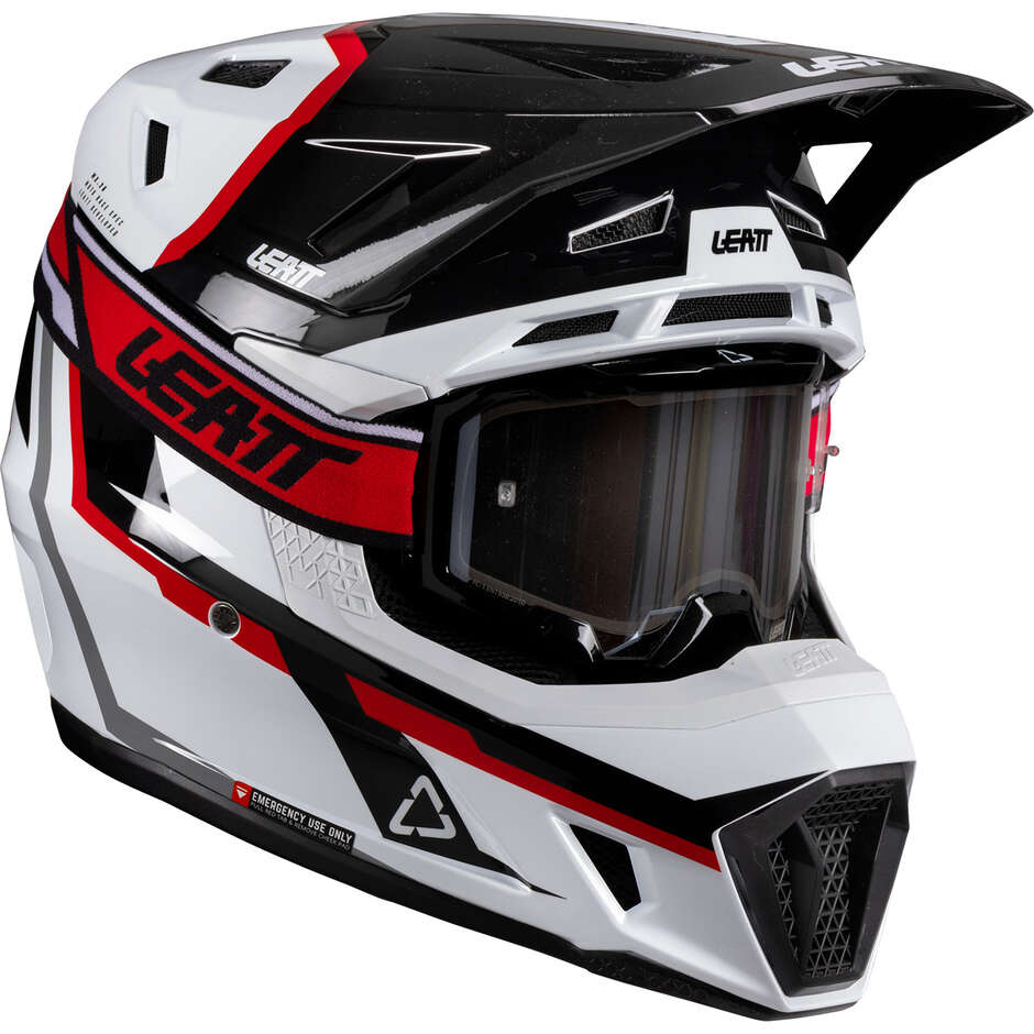 Leatt V26 Motocross-Enduro-Helm mit Visier KIT 7.5 - Weiß Rot