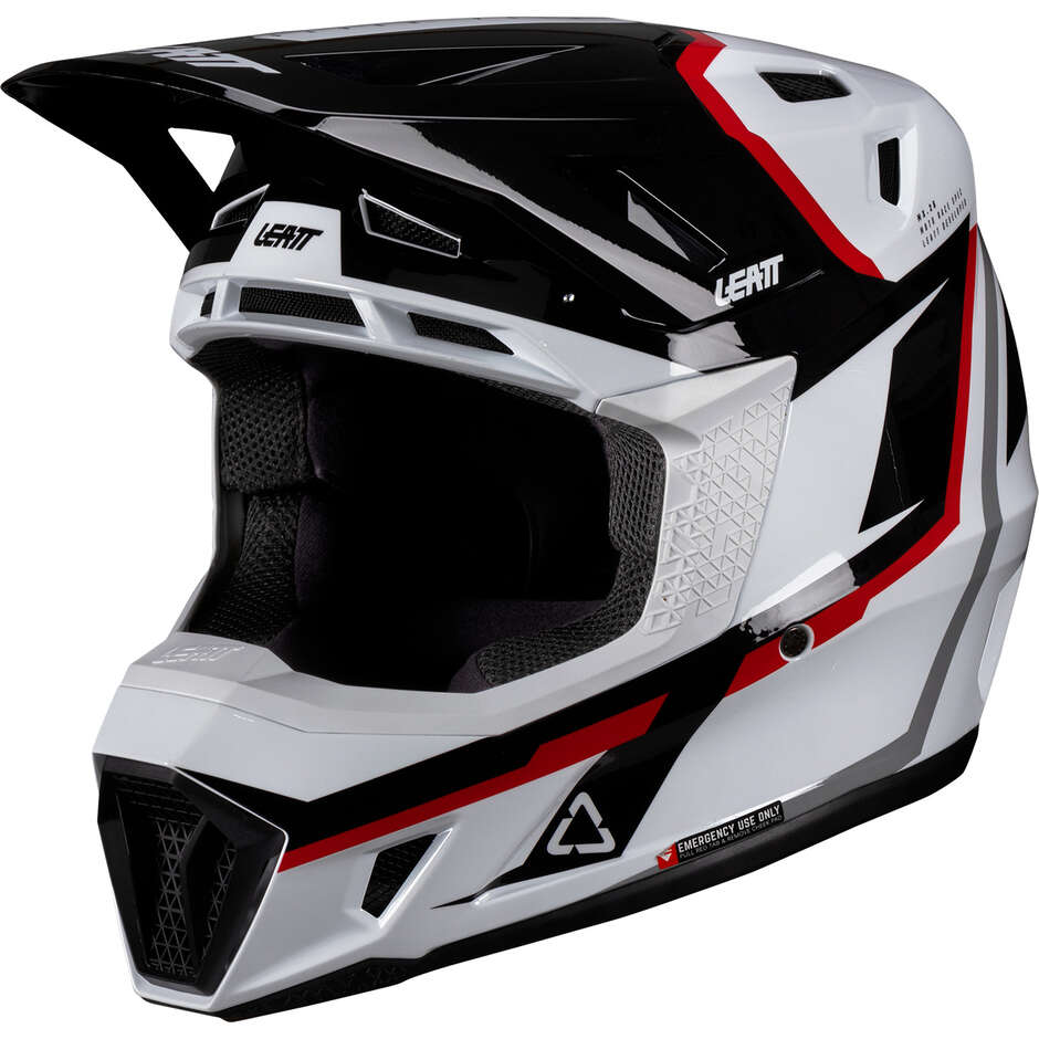 Leatt V26 Motocross-Enduro-Helm mit Visier KIT 7.5 - Weiß Rot