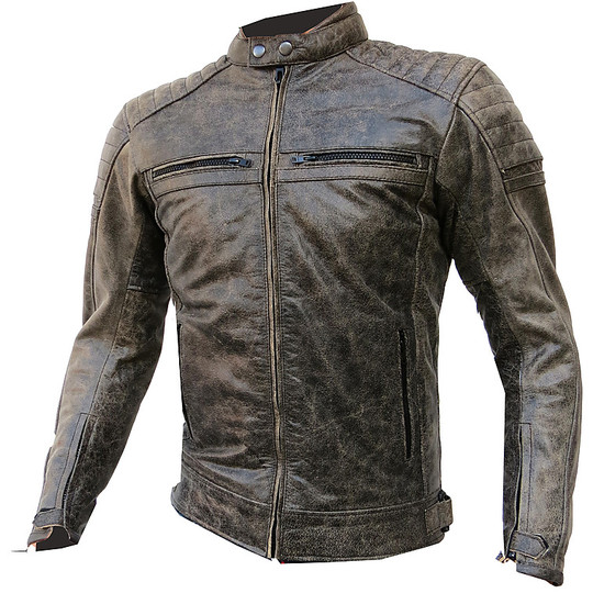 Leder Moto Jacke Technische -TRAX Aged Vintage Brown Softest