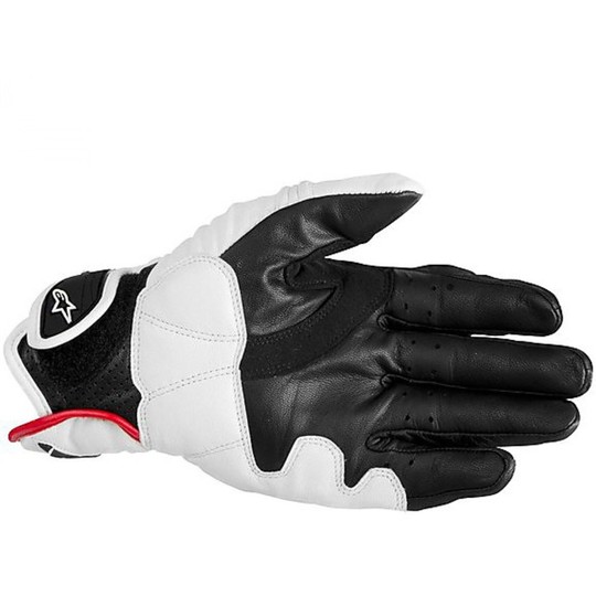 Leder Motorrad Handschuhe Alpinestars Sommer Naked OCTANE S-Moto Schwarz-Rot-Weiß